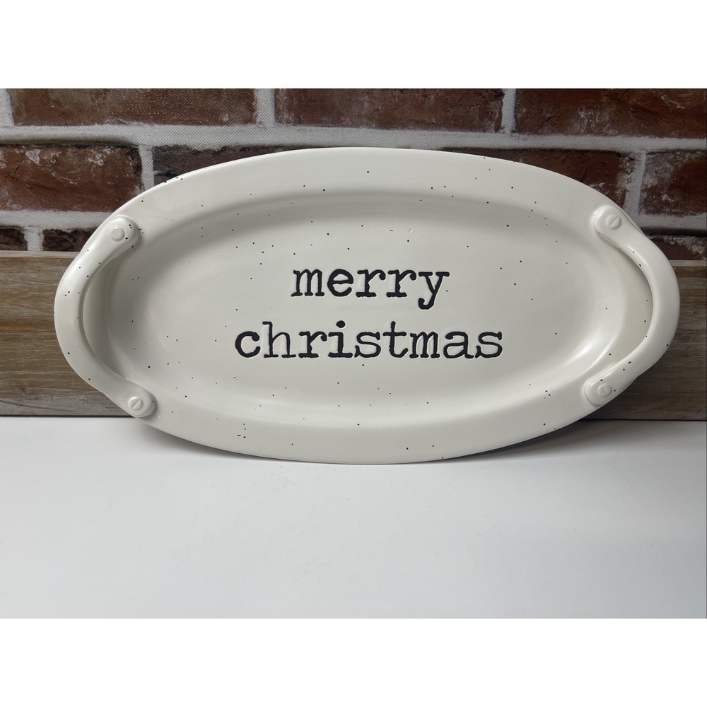 Threshold 16" Terracotta Merry Christmas Serving Tray White- NEW